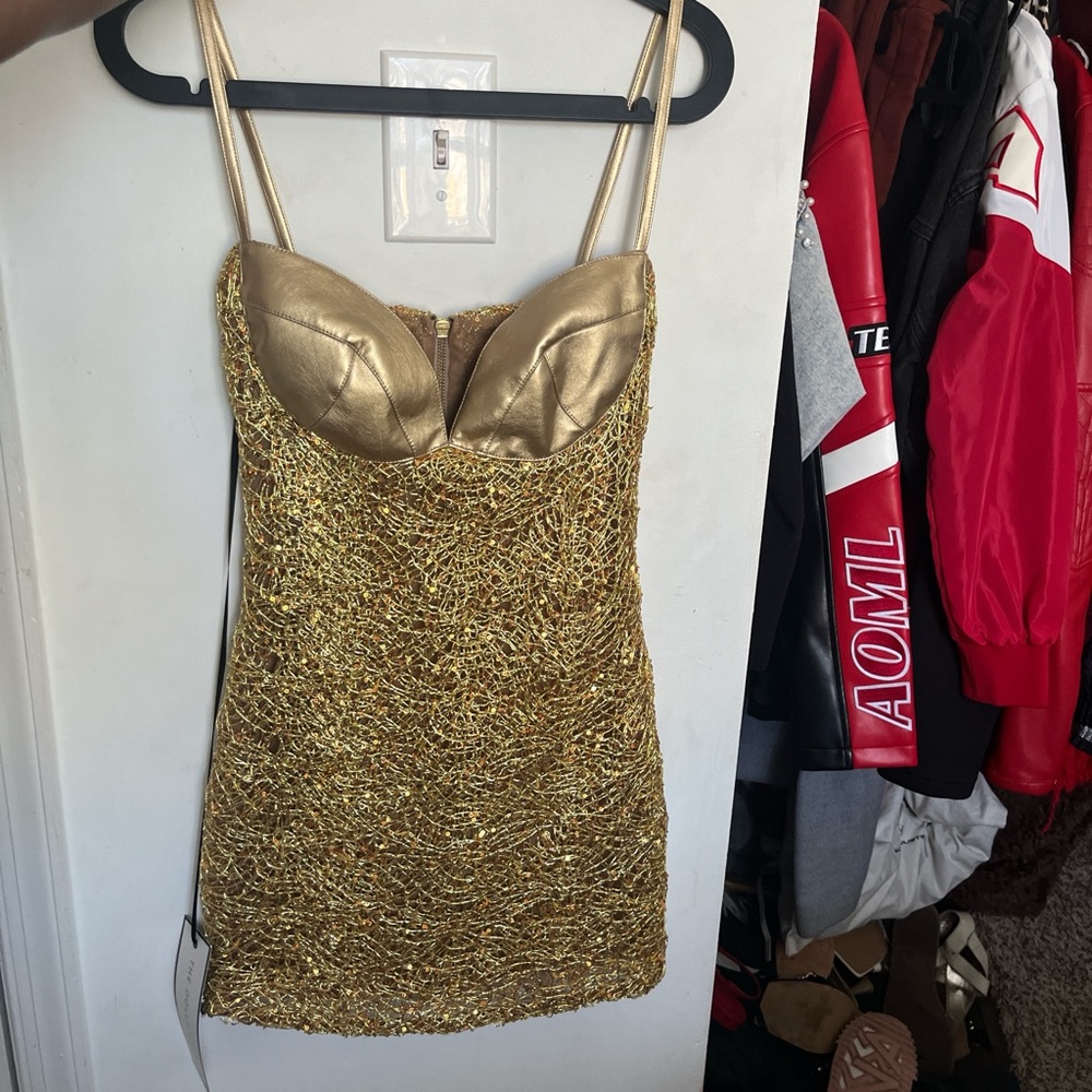 DOLLS HOUSE FASHION MINI DRESS. CUSTOM IN GOLD.